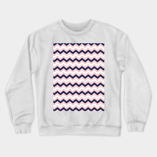 Light Pink, White and Navy Blue Chevron Zigzag Pattern Crewneck Sweatshirt